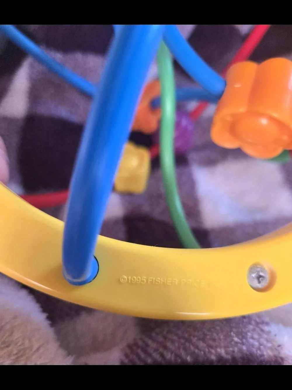 Fisher-Price Vintage 1995 Colorful Bead Maze Ring Toy-EUC
